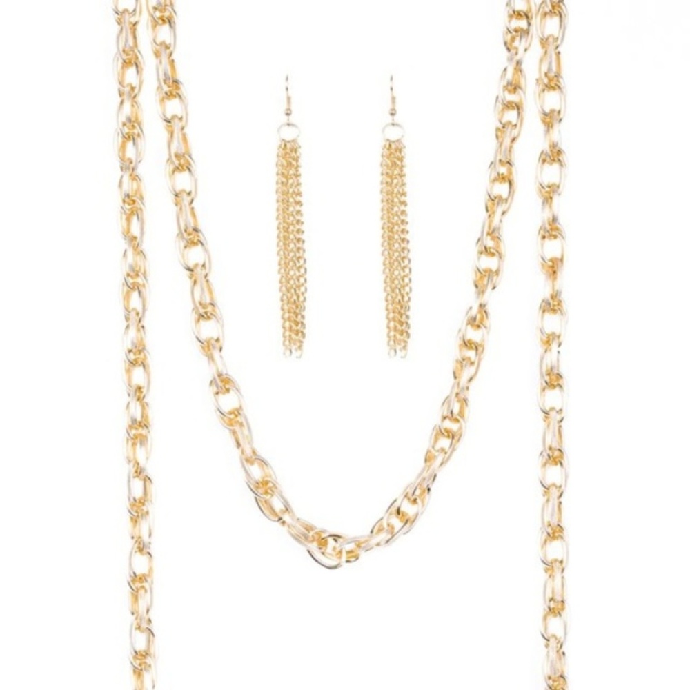 Gold Color Rope Necklace with Tassels